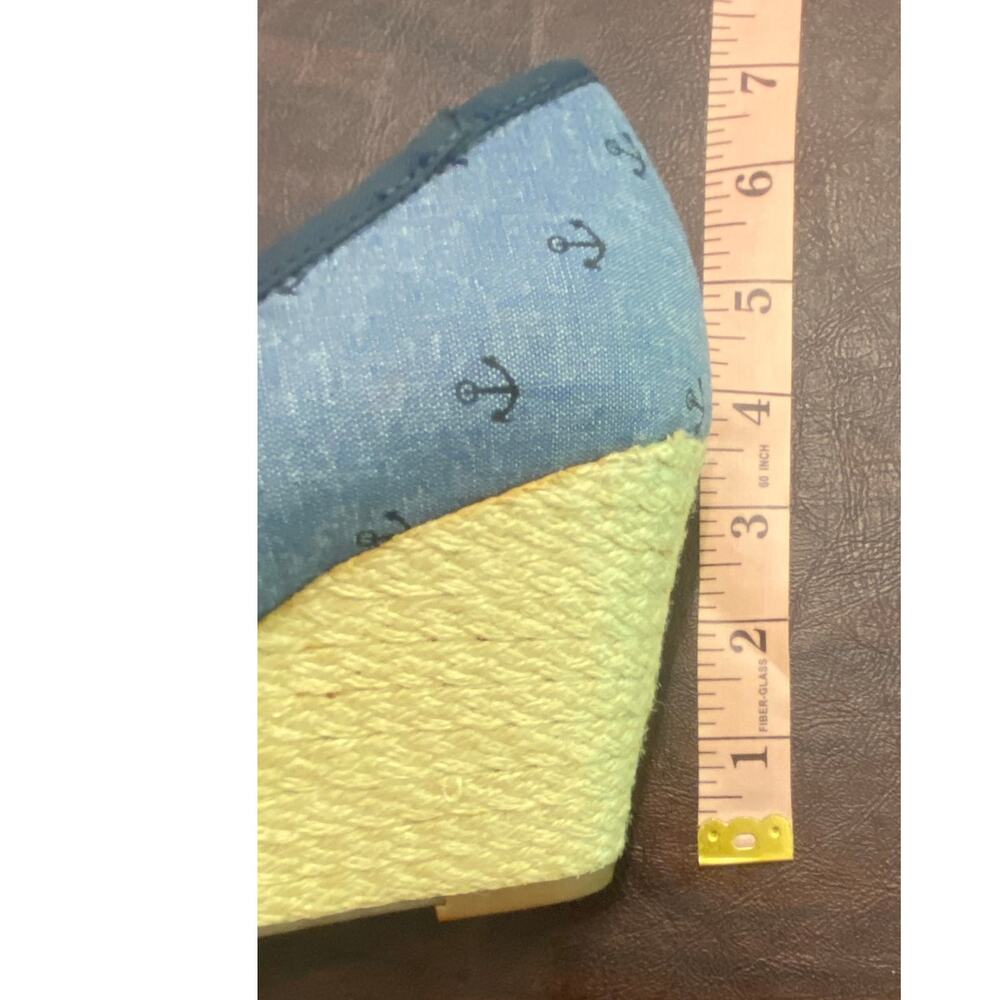 Sole Society Denim Anchor Wedge Heels Espadrille Nautical Sz 8.5 Resort Coastal - Picture 8 of 8